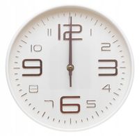 ZEGAR ŚCIENNY 24cm Cichy Płynna Praca DUŻE Cyfry Biały A5913