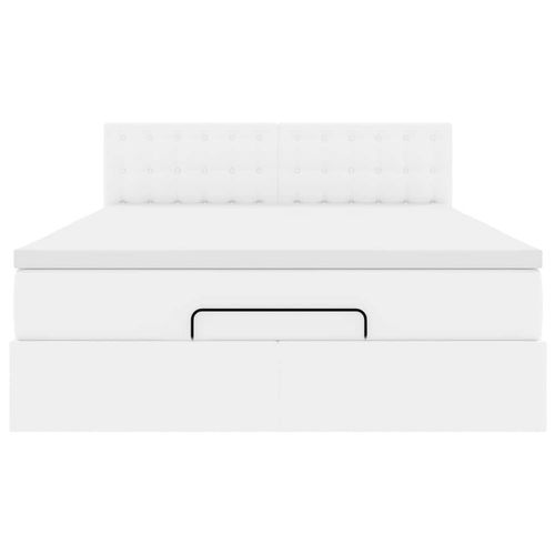 Łóżko otomana z materacami i LED, biała, 140x190cm, ekoskóra na Arena.pl