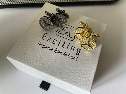 Spinki do mankietów koszuli EXC pozłacane Gwiazda Merc Mercedes Benz AMG SL na Arena.pl