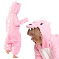 Piżama Dla Dzieci Dziecięca Kigurumi Onesie Kostium Dinozaur Różowy 125-135