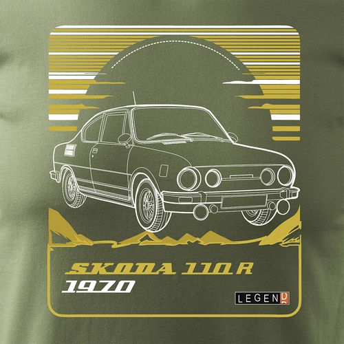 Koszulka z samochodem Skoda 110 R PRL legend męska khaki REGULAR S na Arena.pl