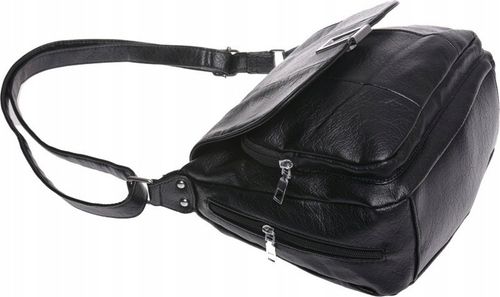 ŚREDNIA TOREBKA DAMSKA LISTONOSZKA Z KLAPKĄ czarny na Arena.pl