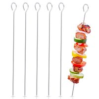 6x Szpikulce do Szaszłyków Grilla Mięsa Warzyw Stalowe Patyki Szpilki 30 cm