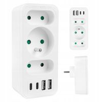 Rozgaleznik sieciowy z usb Rozdzielacz na 3 gniazda 2x USB-A 2x USB-C biały