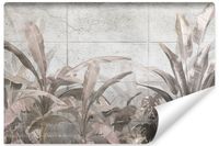 Fototapeta Liście BANANOWCA Betonowy Mur Abstrakcja 450cm x 300cm