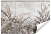 Fototapeta Liście BANANOWCA Betonowy Mur Abstrakcja 405cm x 270cm