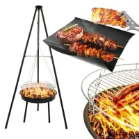 ZESTAW PALENISKO OGRODOWE 2w1 GRILL WĘGLOWY RUSZT + 6x MATA TEFLON BBQ 1000