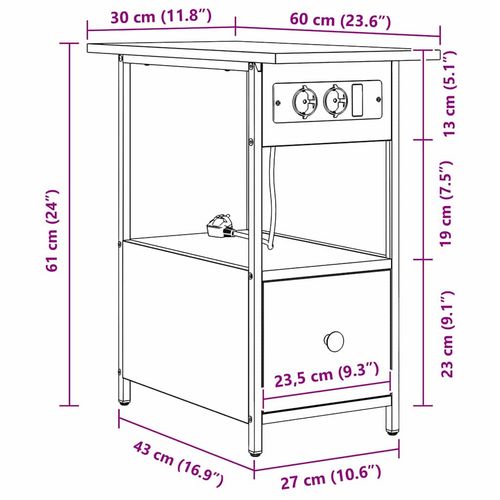 Szafka Nocna dąb sonoma 60 x 30 x 61 cm Materiał drewnopochodny na Arena.pl