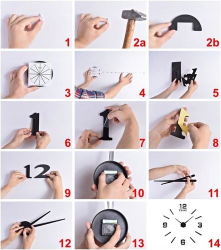 ZEGAR NAKLEJANY DIY 3D DUŻY CICHY POŁYSK EFEKT LUSTRZANY SREBRNY 130 na Arena.pl