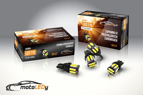 ŻARÓWKA LED T10, W5W, W10W, W16W, W3W, R10 12V 6W CANBUS 450lm na Arena.pl
