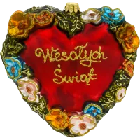 Bombka choinkowa szklana: Serce kwiatowe: czerwone