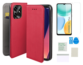 Etui z klapką do HONOR X5c Plus case czerwony obudowa + folia ochronna TPU