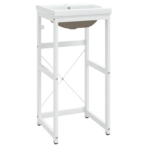 Stelaż łazienkowy z wbudowaną umywalką, biały, żelazo na Arena.pl
