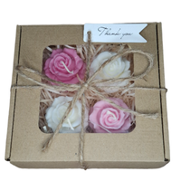 Box Świece Sojowe Prezent Zestaw 4 Róże Dzień Babci Dziadka Walentynki