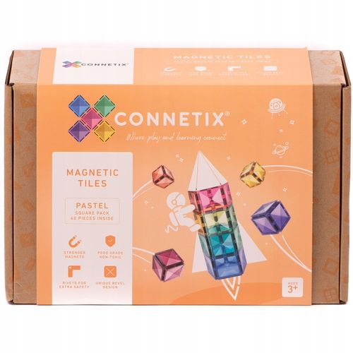 40 el. klocki magnetyczne Pastel Square Pack Connetix same kwadraty na Arena.pl