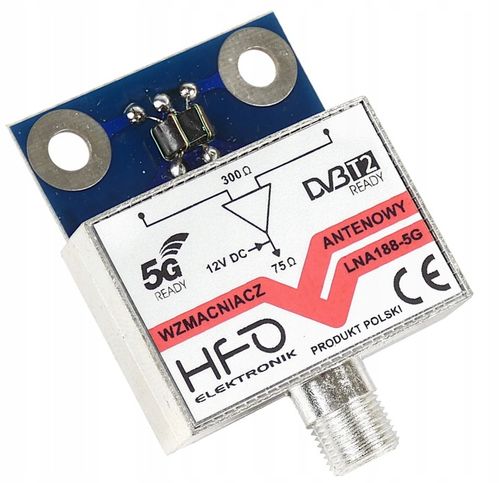 Wzmacniacz antenowy DVB-T2 dopuszkowy LNA-188 5G 30dB zasilanie 12V na Arena.pl