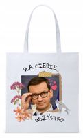 Mateusz Morawiecki Pis Torba Eco Biała Shopper Z Nadrukiem Ze Zdjęciem