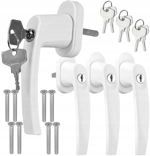 4x KLAMKA DO OKNA Z KLUCZYKIEM ZAMKIEM OKIENNA na Arena.pl