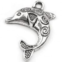 Zawieszka metalowa DELFIN ( 1 szt ) SREBRNA