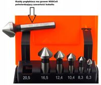 Frez stożkowy pogłębiacz fazownik 90st 6szt kobalt