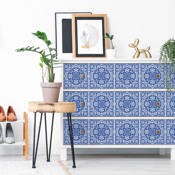 Naklejki Na Kafelki Niebieskie Klasyczne ORNAMENTY Zestaw 24 szt. 25x25 zdjęcie 7