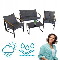 Komplet zestaw mebli ogrodowych balkon taras dla 4 osób szare poduchy X307