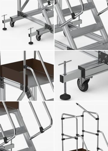 Drabina magazynowa podest jezdny HIGHER 87PRO 8703 3 stopnie + podest na Arena.pl