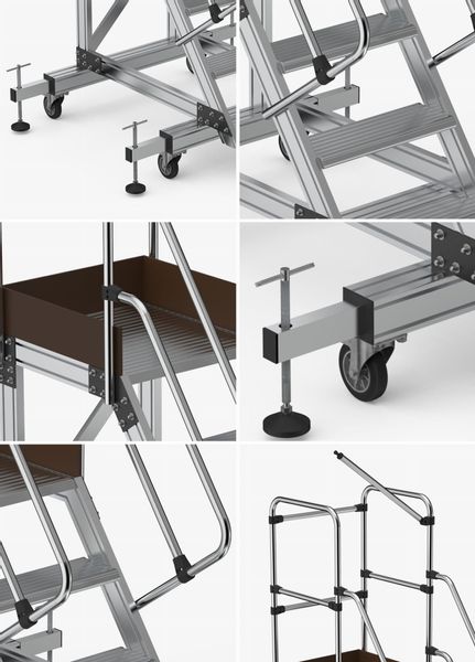 Drabina magazynowa podest jezdny HIGHER 87PRO 8703 3 stopnie + podest zdjęcie 4