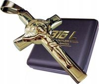 ZŁOTY KRZYŻ KRZYŻYK NA ŁAŃCUSZEK PRAWDZIWA STAL CHIRURGICZNA 316L ORYGINAŁ