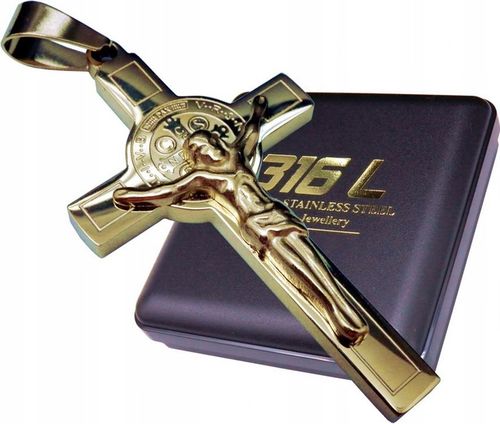 ZŁOTY KRZYŻ KRZYŻYK NA ŁAŃCUSZEK PRAWDZIWA STAL CHIRURGICZNA 316L ORYGINAŁ na Arena.pl