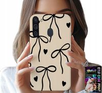 ETUI DO SAMSUNG GALAXY A21 - BEŻOWE KOKARDKI WSTĄŻKA MODNE WZORY