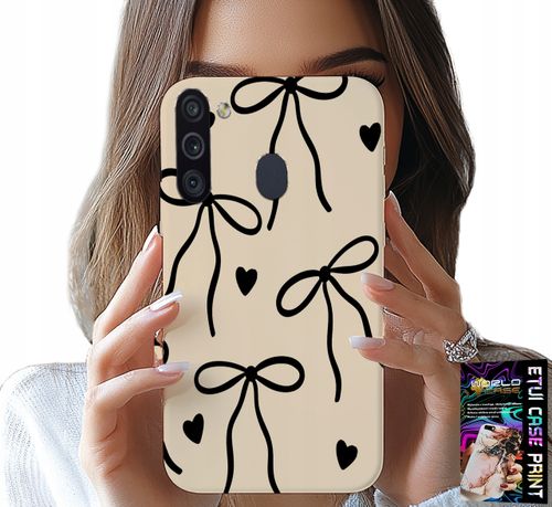 ETUI DO SAMSUNG GALAXY A21 - BEŻOWE KOKARDKI WSTĄŻKA MODNE WZORY na Arena.pl
