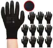 rękawice robocze mercator tech black+black pu - s - 12 par