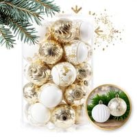 komplet bombek bożonarodzeniowych bombki 34 sztuki w opakowaniu złote