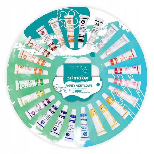 Farby Akrylowe Akryle Farbki Do Malowania 24 szt 12 ml Paletka Zestaw Farb na Arena.pl