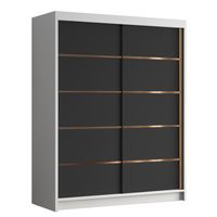 Szafa przesuwna FLAVIO IV 150-pojemna garderoba-BIAŁY/CZARNY