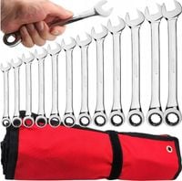 KLUCZE PŁASKO OCZKOWE Z GRZECHOTKĄ ZESTAW KLUCZY PŁASKICH OCZKOWYCH 8-19mm