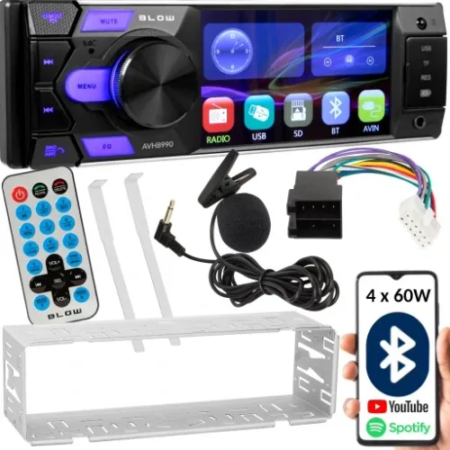 RADIO SAMOCHODOWE 1-DIN BLUETOOTH USB SD RDS MIKROFON PILOT BATERIA ZESTAW na Arena.pl