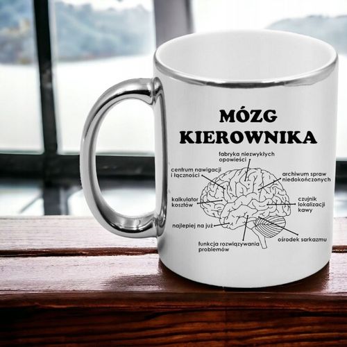 KUBEK SREBRNY PREMIUM MÓZG KIEROWNIKA ŚMIESZNY PREZENT DLA SZEFA na Arena.pl