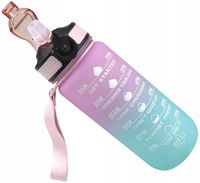 Butelka Bidon ze słomką na wodę motywacyjny Miowi 600 ml Różowo-niebieski
