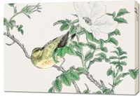 Obraz 100x70cm Bulbul and Rosa, Kashu Japoński Vintage do Salonu