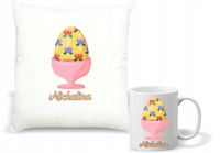 Zestaw Poduszka i Kubek Personalizacja PREZENT na Wielkanoc pisanka + imię
