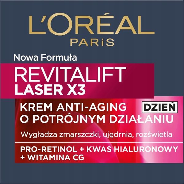 Loreal Revitalift Laser X3 Krem Do Twarzy Na Dzień Przeciwzmarszczkowy 50ml zdjęcie 2