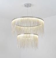 Fontanna Silver Avenue podwójny żyrandol srebrne łańcuszki Ø80 cm + Ø60cm