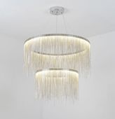 Fontanna Silver Avenue podwójny żyrandol srebrne łańcuszki Ø80 cm + Ø60cm