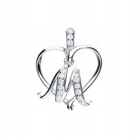 WISIOREK ZAWIESZKA LITERA M SERCE SREBRO GRAWER