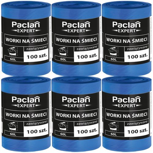 Worki na śmieci uniwersalne Paclan EXPERT 60 L - 600 szt. - 6 rolek x 100 na Arena.pl