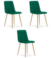 Krzesło KARA - ciemna zieleń aksamit / nogi kolor drewna x 3