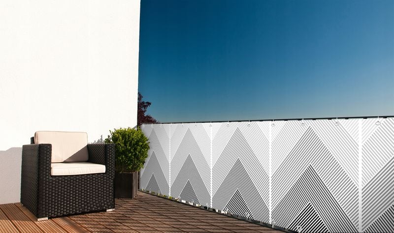 OSŁONA BALKONOWA MATA NA BALKON BIAŁA Z GRAFIKĄ BARIERKA WYMIAR zdjęcie 5