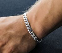 GRUBA Bransoletka Srebrna PANCERKA Męska 6mm DIAMENTOWANA SREBRO PRÓBA 925